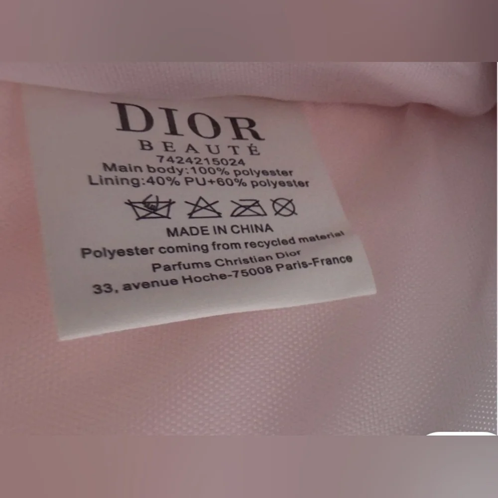 Christian Dior Light Pink Canvas Pouch W/ Zipper Closure And Sample Parfum. NEW